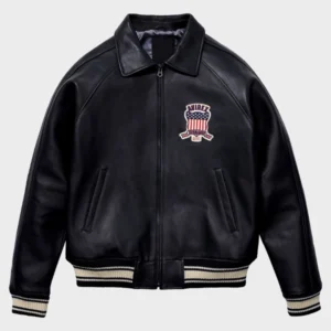 Men’s Avirex Icon Black Bomber Leather Jacket | Leather Jackets Store