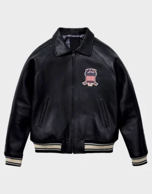 Men’s Avirex Icon Black Bomber Leather Jacket | Leather Jackets Store