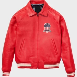 Men’s Avirex Icon Red Bomber Leather Jacket | Leather Jackets Store