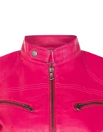 Women’s Pink Leather Biker Moto Jacket