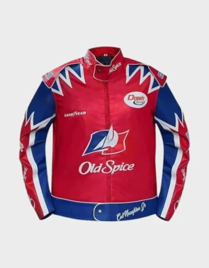 Buy Men’s Red and Blue Racing PU Leather Jacket