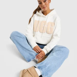 Women's White ugg large logo hoodie