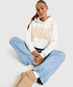 Women's White UGG Large Logo Hoodie