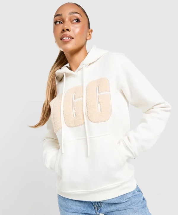 Women's White ugg large logo hoodie