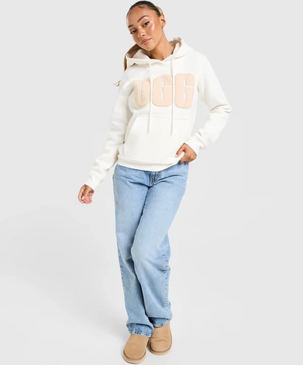 Women's White ugg large logo hoodie