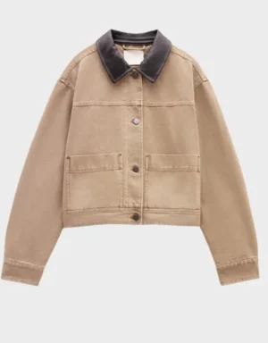 Hush Women's Leather Collar Cropped Jacket