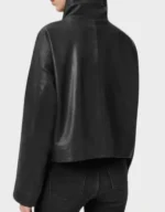 Ryder Funnel Neck Women’s Black Biker Leather Jacket