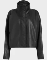 Ryder Funnel Neck Women’s Black Biker Leather Jacket
