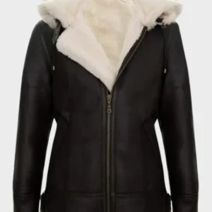 Men’s Black Sheepskin Leather B3 Aviator Bomber Jacket with White Shearling Lining – Classic Pilot Style
