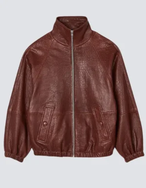Sandro Women's Oversized Red leather Jacket