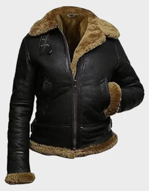 Women's Shearling Aviator Jacket Real Leather Hooded Winter | Leather Jackets Store