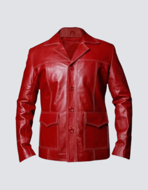Fight Club Brad Pitt Tyler Durden Red Leather Jacket | Christmas jacket