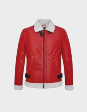 Santa Claus Christmas Men's Red Lambskin Leather Jacket