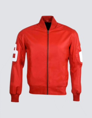 8 Ball Pool Red Varsity Bomber Men’s Biker Jacket