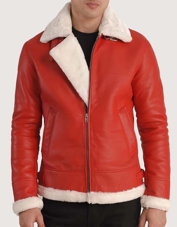 Men's Red Lambskin Leather Santa Claus Jacket | Leather Jackets Store Men's Red Lambskin Leather Santa Claus Jacket | Leather Jackets Store