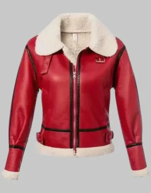 Christmas Womens Red Leather Jacket