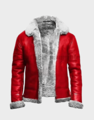 Men's Red Christmas Faux Fur Bomber Santa Jacket