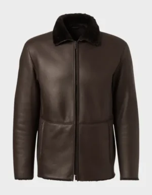 Hawthorne Men’s Brown Shearling-Lined Sheepskin Leather Jacket