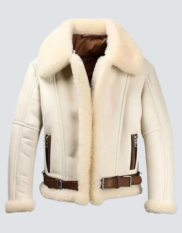 Men’s Cream Aviator B3 Bomber Sheepskin Leather Jacket Men’s Cream Aviator B3 Bomber Sheepskin Leather Jacket