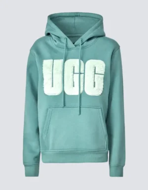 UGG Women's Ice Blue Rey Fuzzy Logo Hoodie