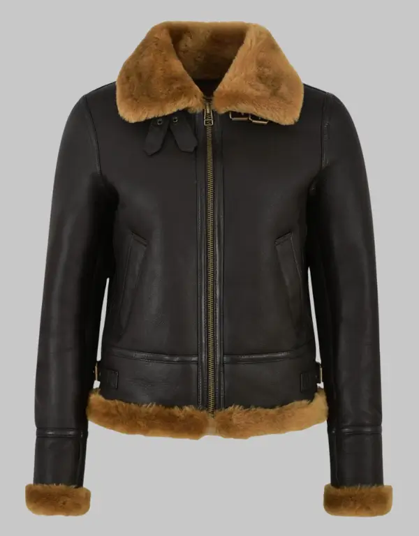 Womens B3 RAF Flying Bomber Aviator Style Shearling Leather Jacket Womens B3 RAF Flying Bomber Aviator Style Shearling Leather Jacket