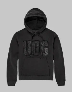 Women's black UGG Rey Fuzzy Large Logo Hoodie