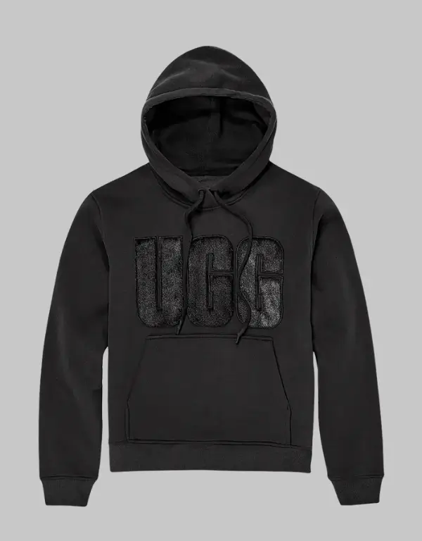 Women's black UGG Rey Fuzzy Large Logo Hoodie Women's black UGG Rey Fuzzy Large Logo Hoodie