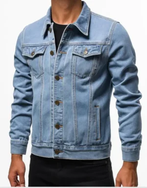 Men's Blue Denim Jacket - Vintage Style Button-Up Jean Coat